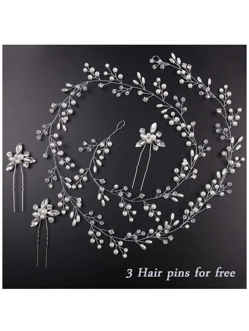 Bridal bride hair jewelry pins rhinestones pearls faux